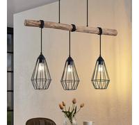 Lampada a sospensione Lindby Eldarion, 90 cm, a 3 luci, legno, E27 LINDBY
