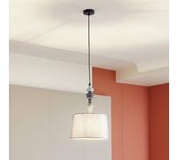 Lampada a sospensione Lindby Haldorin, grigio/nero, tessuto, Ø 34 cm LINDBY