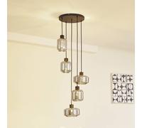 Lampada a sospensione Lindby Hildur, Ø 35 cm, grigio fumo, vetro, E27 LINDBY