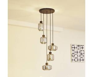 Lampada a sospensione Lindby Hildur, Ø 35 cm, grigio fumo, vetro, E27 LINDBY
