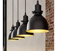 Lampada a sospensione Lindby Jasminka, nero/oro, metallo, a 4 luci. LINDBY