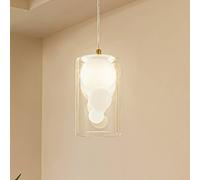 Lampada a sospensione Lindby Kupla, opale/chiaro, vetro, a 1 luce, G9 LINDBY