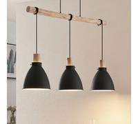 Lampada a sospensione Lindby Trebale, E27, Ø 28 cm, a 3 luci, legno LINDBY