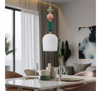 Lampada a sospensione Lindby Ysoria, grigio/rosa/verde, ceramica, Ø 16 cm LINDBY