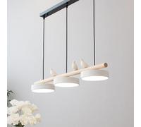 Lampada a Sospensione lineare a LED dimmerabile a 3 luci per Sala da Pranzo, Design Nordico Unico con Accenti di Legno, Ideale per l'isola della Cucina e l'arredamento del corridoio, Altezza
