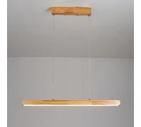 Lampada a sospensione lineare in legno, lampada a sospensione con strisce di legno grezzo con paralume in acrilico bianco, lampadari moderni a LED - modalità 3 colori, lampade a sospensione per sala