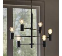 Lampada a sospensione Lucande, Aidas, nero, metallo, a 6 luci LUCANDE