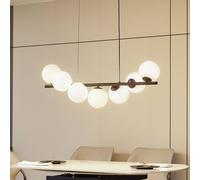 Lampada a sospensione Lucande Isandro, nero/opale, a 7 luci LUCANDE