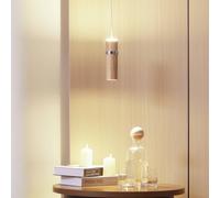 Lampada a sospensione Lucande LED Nojus, legno, su/giù, Ø 6 cm LUCANDE