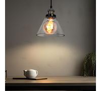 Lampada a Sospensione Luce Metallo Nero Vetro 1x E27 Versione 110cm [EEK: Non valutato]