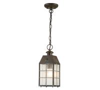 Lampada a Sospensione Luce per Esterni Plafoniera Ottone Vetro D.14 CM IP44
