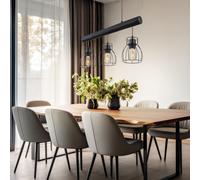 Lampada a Sospensione Luce Sala da Pranzo E27 3 Fiamma Travi Legno Gabbia Nero [EEK: Non valutato]