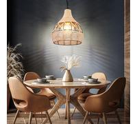Lampada a Sospensione Luce Sala da Pranzo Gabbia Metallica Corda Canapa Natura [EEK: Non valutato]
