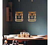 Lampada a Sospensione Luce Tavolo da Pranzo Legno Cucina Corda Canapa 120 CM 2x [EEK: Inaditato]