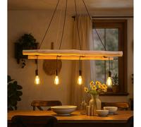 Lampada a Sospensione Luce Tavolo da Pranzo Scaletta Legno 4 Luci Filamento LED [EEK: F]