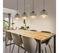 Lampada a Sospensione Luci Soggiorno Bambù Schermo Altezza Regolabile 4x E27 [EEK: Non valutato]