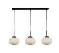 Lampada a sospensione Lumina 3Lt Bar - Metallo nero e vetro opalino rigato