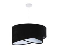 Lampada A Sospensione MADAN Nera Bianca In Velluto Ø50cm Rotonda E27