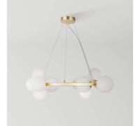 Lampadario Contemporaneo Dallas Metallo Bianco 11 Luci Diffusori Vetro Bianco