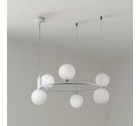 Lampada a sospensione Maytoni Ring, bianco/bianco, a 6 luci in vetro Ø 58 cm Maytoni