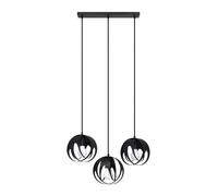 Lampada a Sospensione Metallo Nero 3-flammig Regolabile Moderno E27 Luce Pranzo