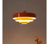 Lampada a sospensione Mid-Century, lampada a sospensione da soffitto arancione a 1 luce, paralume a 3 strati, design vintage in metallo, lampadari a filo per tavolo da pranzo, isola della cucina, co