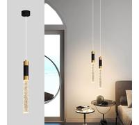 Lampada a sospensione Mid Century nera e oro con LED Bubble 3000K - Lampada a sospensione vintage a tubo lungo, lampadario da bar in stile fattoria for atrio, scale, camera da letto, isola della cucin