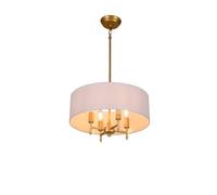 Lampada a Sospensione Minimalista in Tessuto con Supporto in Metallo, Diametro 19,7 Pollici, Lampada a Sospensione con 4 luci, portalampada E27, Stile Nordico, Soggiorno, Camera da Letto, Ingress