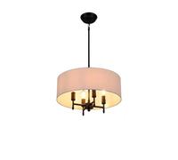 Lampada a Sospensione Minimalista in Tessuto con Supporto in Metallo, Diametro 19,7 Pollici, Lampada a Sospensione con 4 luci, portalampada E27, Stile Nordico, Soggiorno, Camera da Letto, Ingress