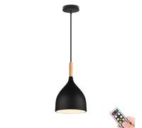 Lampada a sospensione minimalista nera a batteria con telecomando e lampadina, illuminazione a sospensione non cablata per isola cucina, lampadario a batteria wireless per soggiorno sala da pranzo co