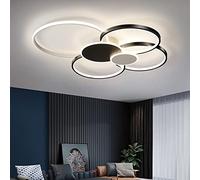 Lampada A Sospensione Moderna A 6 Anelli 93W LED Dimmerabile Plafoniera Per Soggiorno Con Telecomando Illuminazione Camera Da Letto Creativa Sala Pranzo Lampada Da Soffitto Lampadario Acrilico,Nero