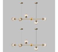 Lampada a Sospensione Moderna a 6 luci con paralumi a Globo, Regolabile, Attacco E27, lampadario in Vetro in Stile Nordico per Isola Cucina, Illuminazione in Stile Rustico, Design contempora