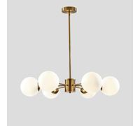 Lampada a Sospensione Moderna a 8 luci in Vetro Blu, Stile Mid-Century, con Globo Nero Opaco, Montaggio a Filo, Grande, Industriale, a Sfera in Vetro