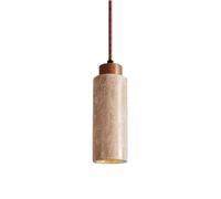Lampada a sospensione moderna a cubo in travertino, lampada a sospensione minimalista con parte superiore in legno, lampada in stile nordico per isola cucina, sala da pranzo, camera da letto, 6,5 cm d