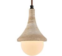 Lampada a sospensione moderna con campana regolabile in stile fattoria, lampadario in travertino giallo, paralume in vetro, lampade a sospensione for camera da letto e soggiorno