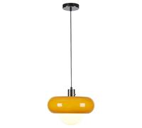 Lampada a sospensione moderna da comodino da 10,63 pollici, ambra E26, lampada a sospensione in vetro a testa singola, lampadario creativo americano a forma di crostata, adatto per bar, balconi