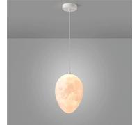 Lampada a sospensione moderna di lusso a forma di globo lunare, lampada a sospensione ovale unica in stile alabastro, plafoniera a LED contemporanea per soggiorno, sala da pranzo, ingresso, luce ambie
