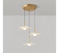 Lampada a Sospensione Moderna di metà secolo a 3 luci, Lampada a Sospensione a LED in Oro Vintage, lampadario Nordico a Forma di Fiore di Loto, Lampada a Sospensione a grappolo NER