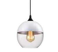 Lampada a Sospensione Moderna E27, tonalità in Vetro Bianco Bianco per ristoranti e caffè, Elegante Illuminazione a soffitto Decorativo, Illuminazione a barretto Contemporaneo