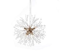 Lampada a Sospensione Moderna in Cristallo con fuochi d'artificio Durante la Luce, 16 luci, Finitura in Metallo Cromato, per Sala da Pranzo, Soggiorno, Camera da Letto, 9 Teste, 50 cm (cromata, 8
