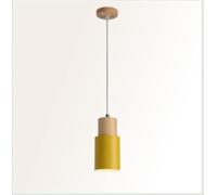 Lampada A Sospensione Moderna in Legno Piccola Lampada A Sospensione Tavolo da Pranzo Camera da Letto Lampada A Sospensione Nordica, con Schermo in Metallo Lampadario A 1 Fiamma in Ferro E2