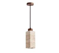 Lampada a sospensione moderna in marmo, lampada a sospensione cilindrica con dettagli in legno, lampada da soffitto a luce singola con cavo regolabile, per isola cucina, sala da pranzo, camera da lett