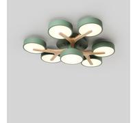 Lampada a Sospensione Moderna in Metallo Acrilico a LED Rotonda nordica, Stile Vintage Chic, con Decorazioni in Legno, per Cucina, Fattoria, Tavolo, corridoio (7 Teste Verdi)