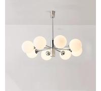 Lampada a Sospensione Moderna in Metallo Nordico con Paralume in Vetro, Regolabile, Finitura cromata, per lavello da Cucina, 8 Teste