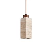 Lampada a sospensione moderna in travertino, lampada a sospensione cubica minimalista con piano in legno, lampada nordica per isola cucina, sala da pranzo, camera da letto, larghezza 6,5 cm, altezza 1
