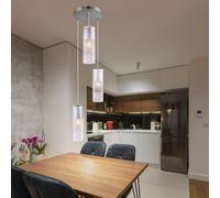 Lampada a sospensione moderna in vetro cristallo lampada a sospensione cucina lampada a sospensione tavolo da pranzo vetro, foglia argento, 3x E27, DxH 30 x 120 cm