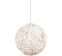 Lampada A Sospensione Moderna Intrecciata A Mano E27 Lampadario in bambù Naturale con Palla di Canapa Paese Vimini in Rattan Lampada A Sospensione A Soffitto in Stile Palla di Globo Paralume,Bianc