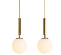 Lampada A Sospensione Moderna, Lampada A Sfera in Vetro Bianco Smerigliato Lampada A Sospensione E27 Luce Pendente Per La Camera Da Letto Da Cucina Corridoio Soggiorno Ufficio,2pcs