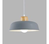 Lampada a sospensione moderna, lampada a sospensione a cupola in legno e metallo, lampada a sospensione in stile nordico per isola cucina, sala da pranzo, camera da letto, soggiorno, colore grigio, pl