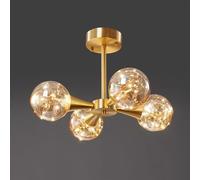 Lampada a Sospensione Moderna Lampada a Sospensione per Interni Lampadari a Globo a 4 luci Lampadari Moderni da soffitto Semi-incassati Lampadari in Ottone Dorato Globi in Vetro di metà secolo Luce